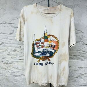 Rare Vtg 70s Tie Dyed Lihue Kauai Hawaii Single Stitch T Shirt Made in USA XL